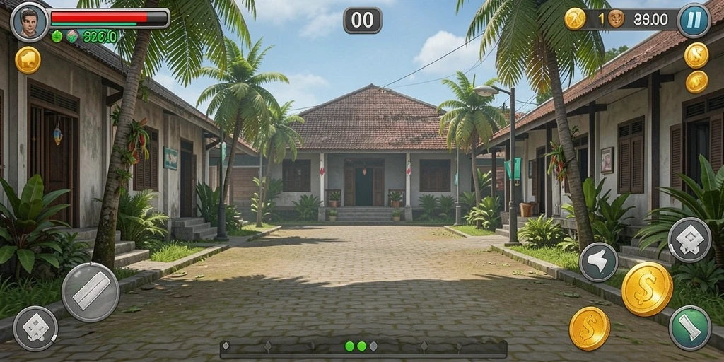 Tangkapan layar menunjukkan karakter utama dalam aksi mendebarkan.